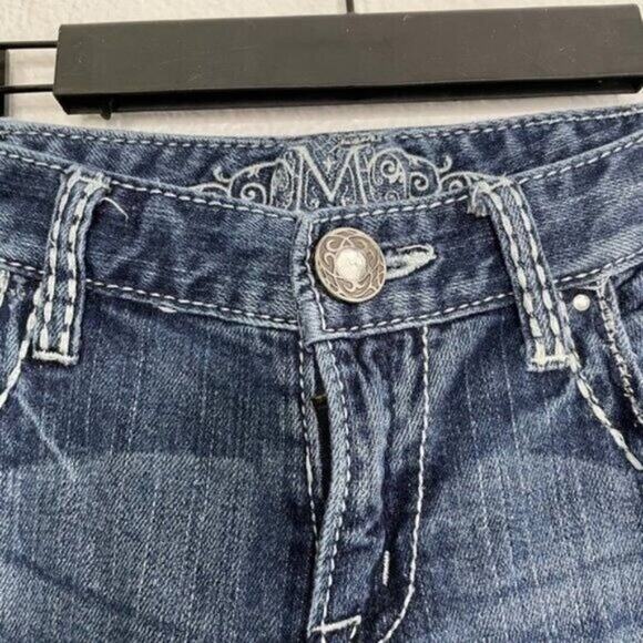 Maurices Womens Jeans Size 30 Premium Denim Blue Dark Wash Bootcut Embroidered - Picture 9 of 14
